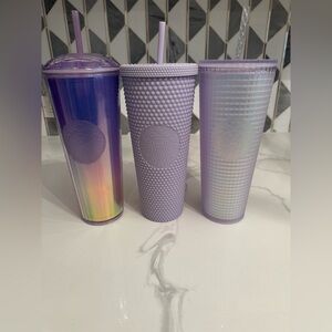 ✨ Starbucks Purple Tumbler Trio – 24 oz Cold Cups ✨